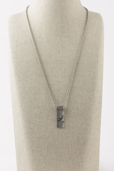 Kette TNE372 Folded stones pendant necklace silver/black-diamonds, Tobias Wistisen