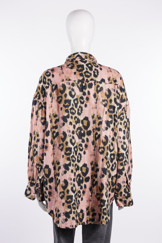 Hemd R13WR004 Drop Neck Shirt pink leopard, R 13