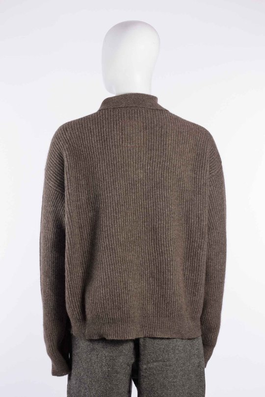 Pullover W6 M UK7565 Long Sleeve Polo Raccoon brown, Uma Wang