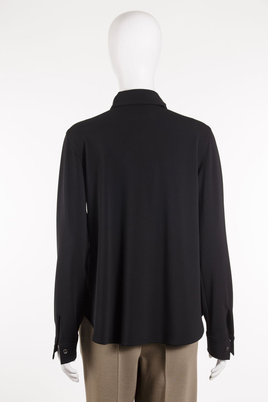 Hemd Micro-Jerssey Slim Lavailliere Blouse 19-1032044 black, Uli Schneider