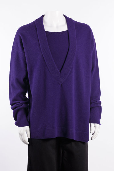 Pullover Double Collar V-Neck Jumper blueberry, Marina Yee