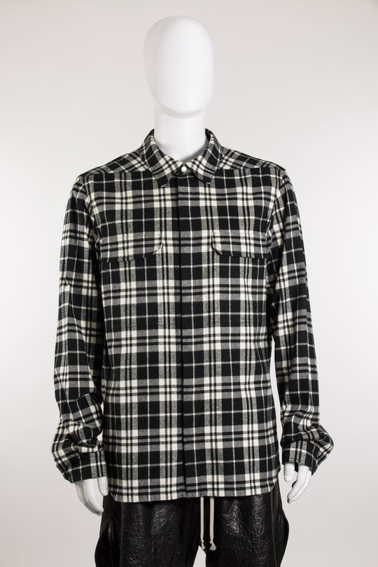 Hemd Outershirt RU01F2236 black plaid, Rick Owens