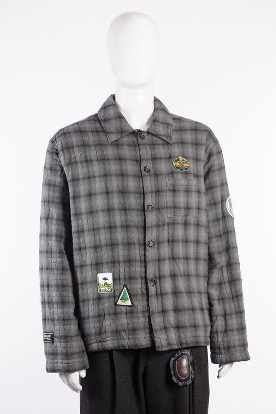Jacke Shrunken check padded Workmann Jacket charcoal, SONG FOR THE MUTE