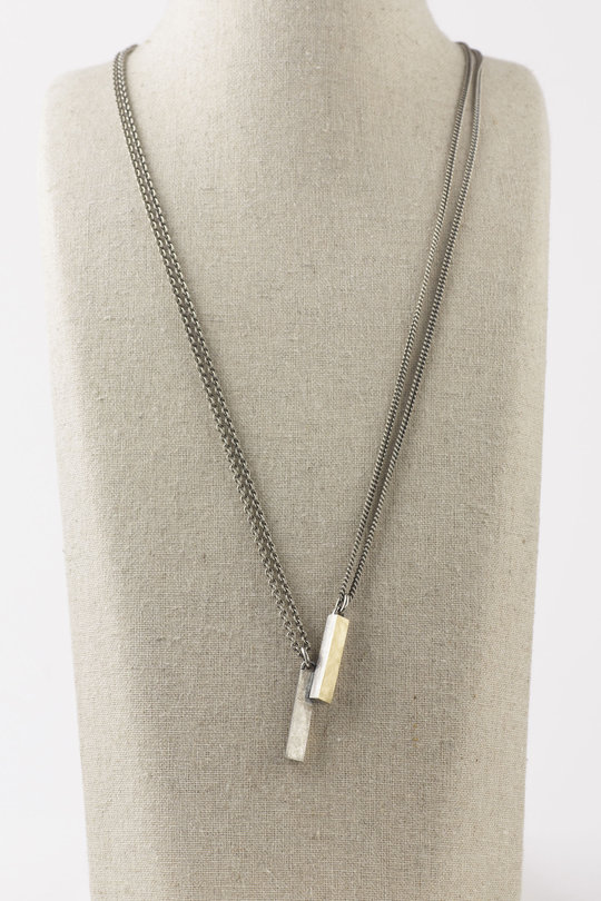 Kette TNE361 Gold double bar necklace silver/gold, Tobias Wistisen