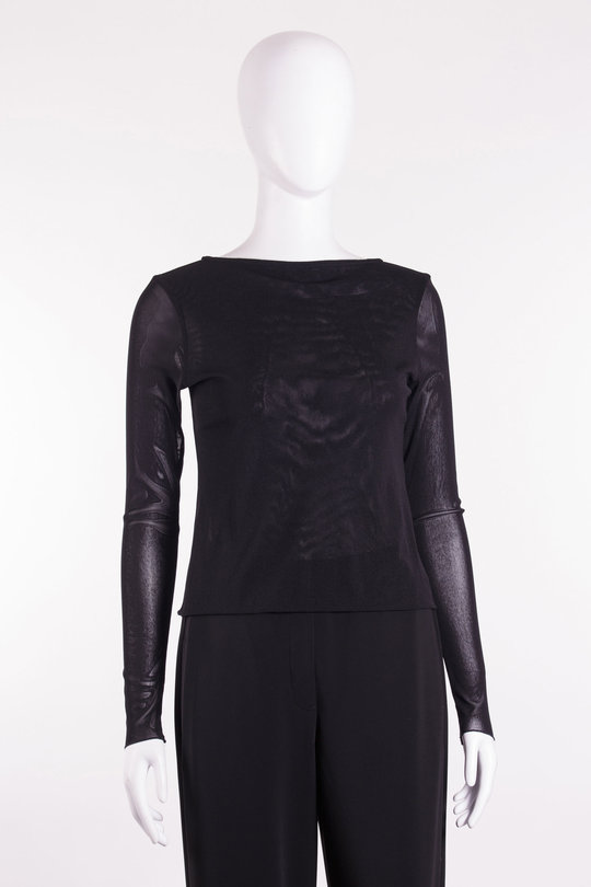 Top Mesh-Jersey Boat-Neck Longsleeve black, Uli Schneider