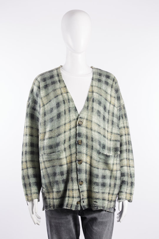 Jacke R13W198 Printed Oversized Cardigan grey black plaid, R 13