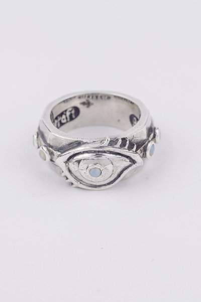 Ring faceted body opal, ELFCRAFT