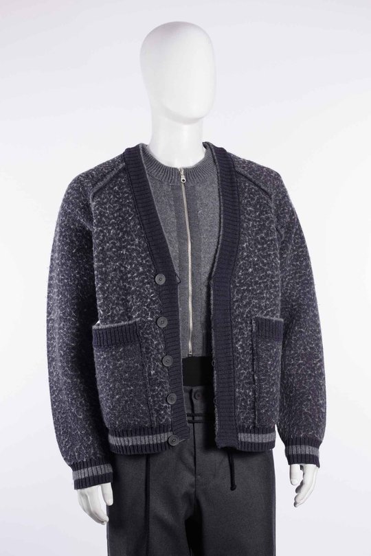 Jacke CGAW26CKNJU82 Washed Knit Blanket Jacket navy/darkgrey, Graig Green