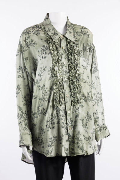Bluse R13WR703 Drop Neck Ruffle Shirt green floral, R 13