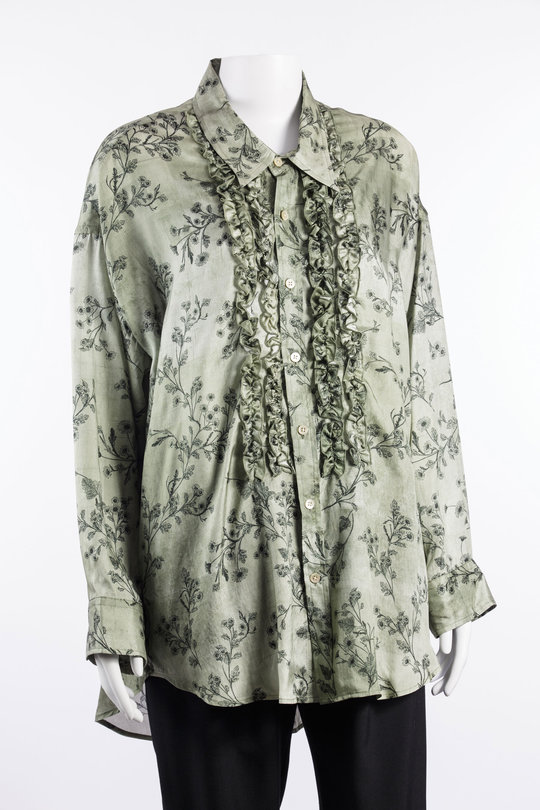 Bluse R13WR703 Drop Neck Ruffle Shirt green floral, R 13