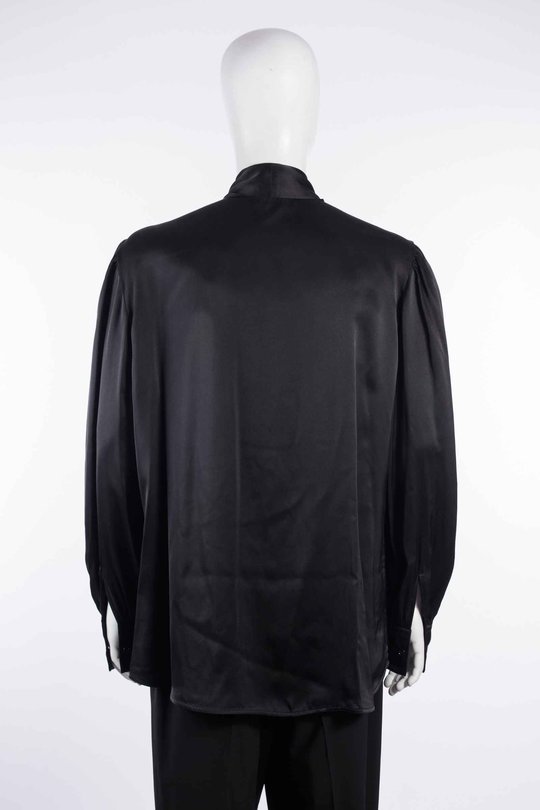 Hemd B0014413FA134099 Runo Bow Tie Collar Shirt Satin Washe black, Ann Demeulemeester